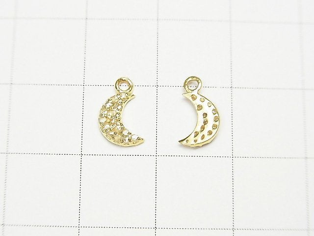 [Video] Diamond Moon Charm 7x5x1.5mm 18KGP 1pc