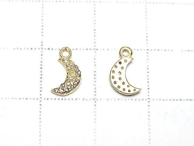 Pendentif Lune Diamant 7x5x1.5mm 18KGP 1 pièce