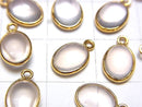 [Video] High Quality Rose Quartz AAA Oval Charm 9x7mm [K14 Yellow Gold] 2pcs