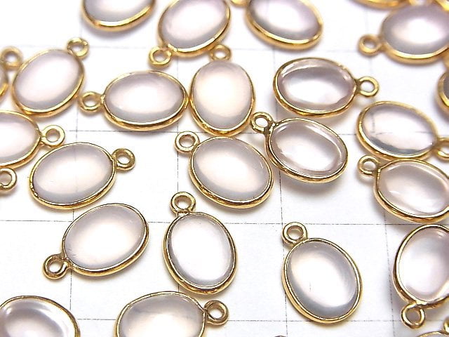 [Video] High Quality Rose Quartz AAA Oval Charm 9x7mm [K14 Yellow Gold] 2pcs