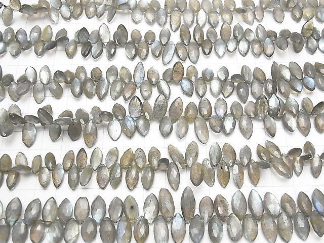 [Video] High Quality Labradorite AAA- Marquise Faceted Briolette half or 1strand beads (aprx.7inch / 18cm)