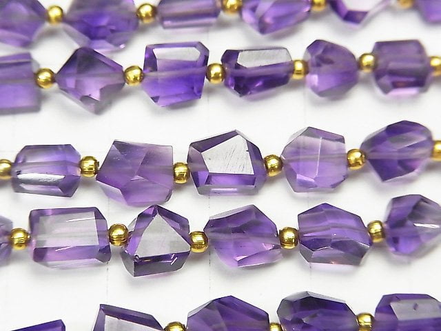 [Video]High Quality Amethyst AAA Faceted Nugget half or 1strand beads (aprx.7inch/18cm)