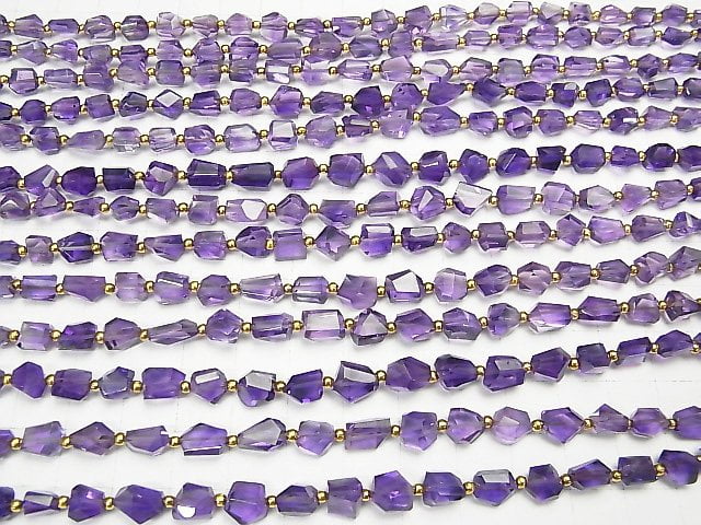 [Video]High Quality Amethyst AAA Faceted Nugget half or 1strand beads (aprx.7inch/18cm)