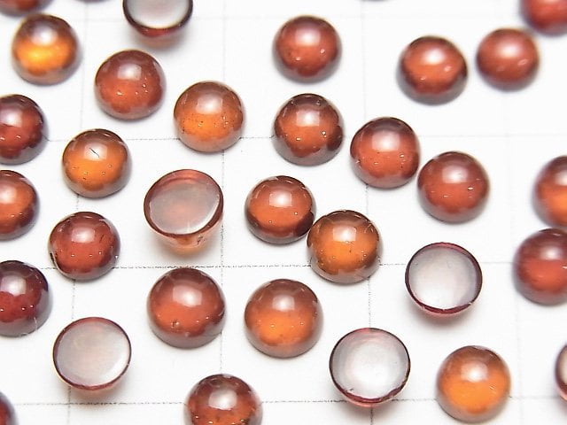 [Video] High Quality Hessonite Garnet AAA Round Cabochon 5x5mm 5pcs