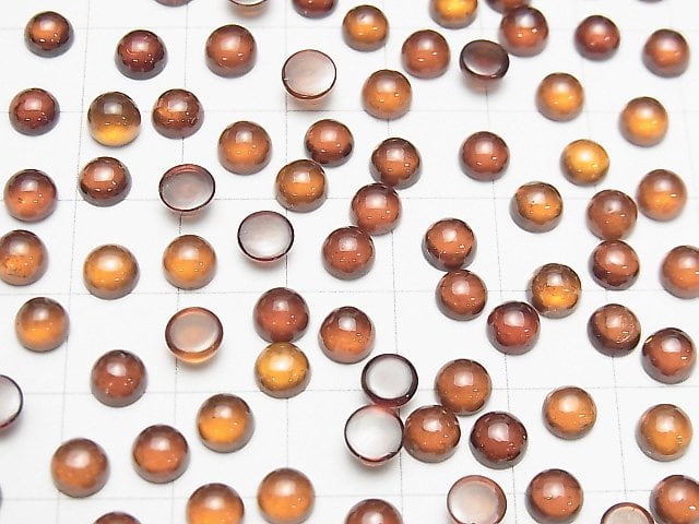 [Video] High Quality Hessonite Garnet AAA Round Cabochon 5x5mm 5pcs