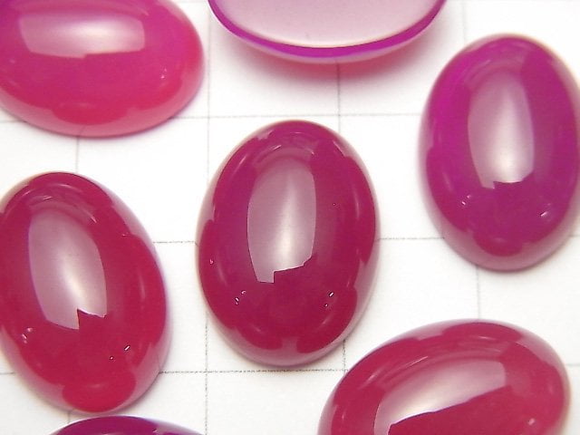 [Video] Fuchsia Pink Chalcedony AAA Oval Cabochon 18x13mm 2pcs