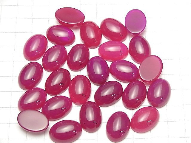 [Video] Fuchsia Pink Chalcedony AAA Oval Cabochon 18x13mm 2pcs