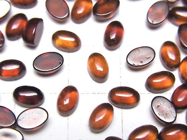 [Video] High Quality Hessonite Garnet AAA Oval Cabochon 6x4mm 5pcs