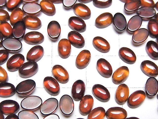 [Video] High Quality Hessonite Garnet AAA Oval Cabochon 6x4mm 5pcs