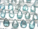 [Video]High Quality Natural Blue Zircon AA++ Pear Shape Faceted Briolette 1strand beads (aprx.7inch/17cm)