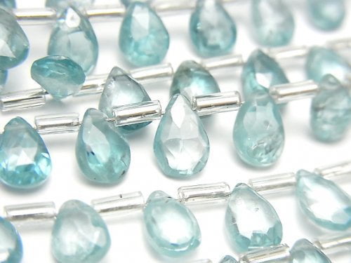 [Video] High Quality Natural Blue Zircon AA++ Pear Shape Faceted Briolette 1strand beads (aprx.7inch/17cm)