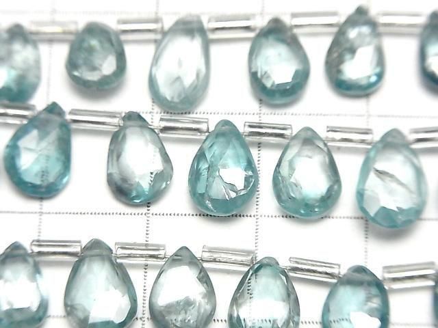 [Video]High Quality Natural Blue Zircon AA++ Pear Shape Faceted Briolette 1strand beads (aprx.7inch/17cm)