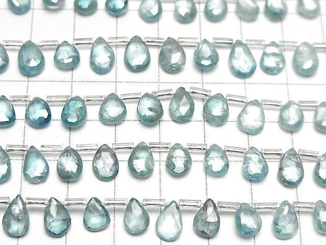 [Video]High Quality Natural Blue Zircon AA++ Pear Shape Faceted Briolette 1strand beads (aprx.7inch/17cm)