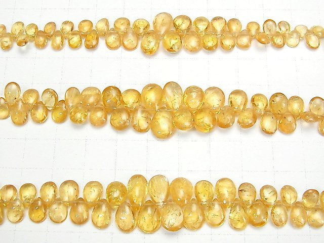 [Video] High Quality Imperial Topaz AAA- Pear shape (Smooth) [Medium color] half or 1strand beads (aprx.7inch / 18cm)