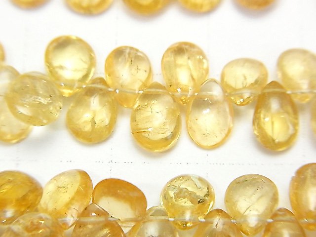 [Video] High Quality Imperial Topaz AAA- Pear shape (Smooth) [Light color] half or 1strand beads (aprx.7inch / 18cm)