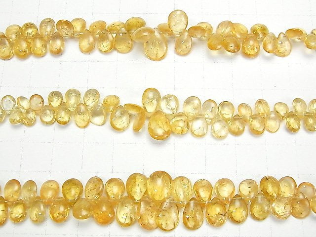 [Video] High Quality Imperial Topaz AAA- Pear shape (Smooth) [Light color] half or 1strand beads (aprx.7inch / 18cm)