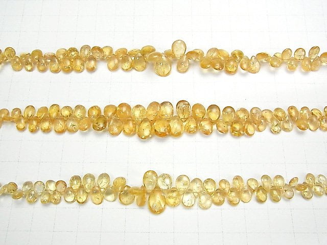 [Video] High Quality Imperial Topaz AAA- Pear shape (Smooth) [Light color] half or 1strand beads (aprx.7inch / 18cm)