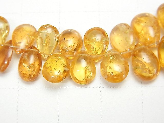 [Video][One of a kind] High Quality Imperial Topaz AA++ Pear shape (Smooth) 1strand beads (aprx.7inch/18cm) NO.2