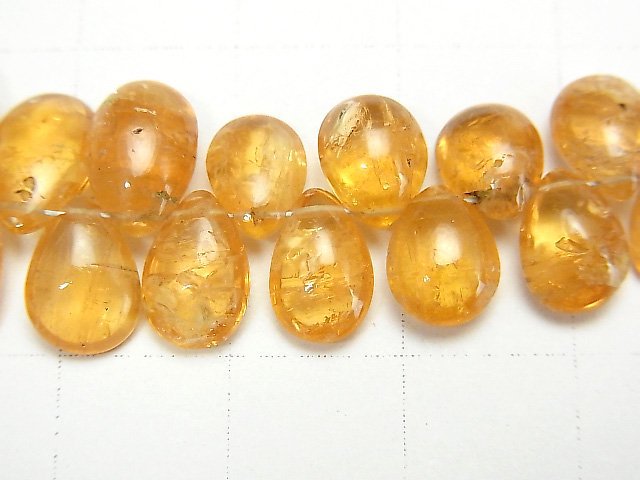 [Video][One of a kind] High Quality Imperial Topaz AA++ Pear shape (Smooth) 1strand beads (aprx.7inch/18cm) NO.3