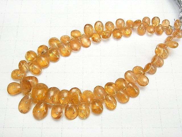 [Video][One of a kind] High Quality Imperial Topaz AA++ Pear shape (Smooth) 1strand beads (aprx.7inch/18cm) NO.3