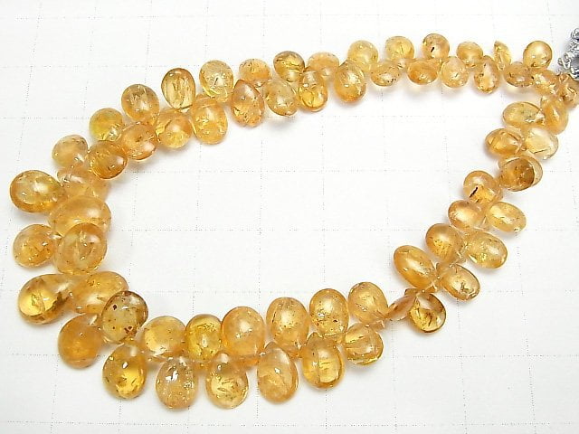 [Video][One of a kind] High Quality Imperial Topaz AA++ Pear shape (Smooth) 1strand beads (aprx.7inch/19cm) NO.5