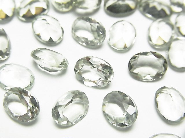 Green Amethyst, Oval, Undrilled (No Hole) Gemstone Beads