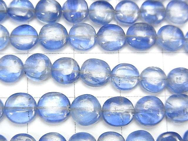 [Video] Kyanite AA++ Coin [Light color] half or 1strand beads (aprx.15inch / 36cm)