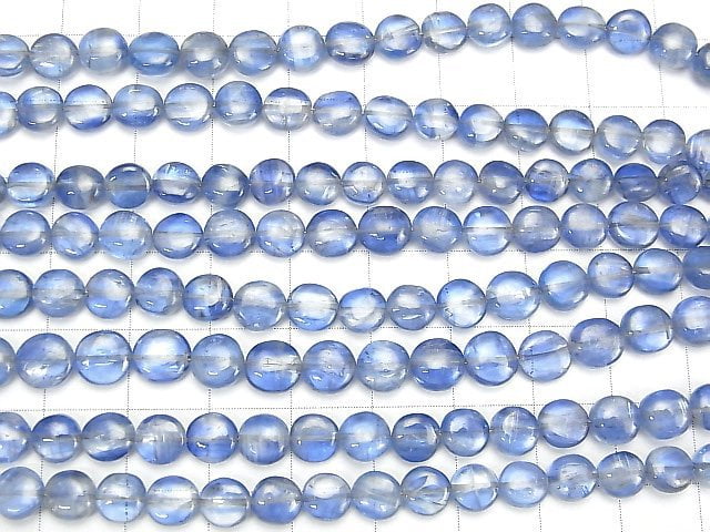 [Video] Kyanite AA++ Coin [Light color] half or 1strand beads (aprx.15inch / 36cm)