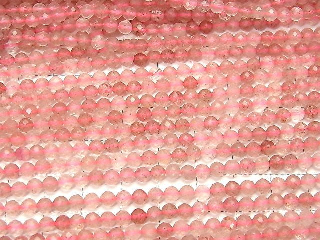 [Video] High Quality! Pink Epidote AA+ Faceted Round 4mm 1strand beads (aprx.15inch / 36cm)