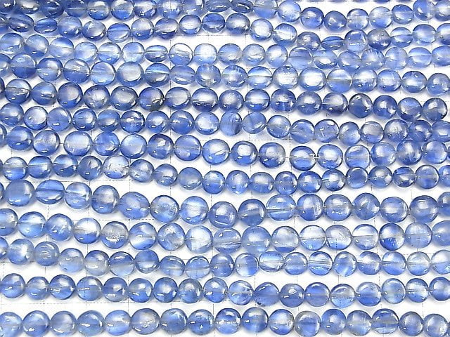 [Video] Kyanite AA++ Coin half or 1strand beads (aprx.15inch / 36cm)