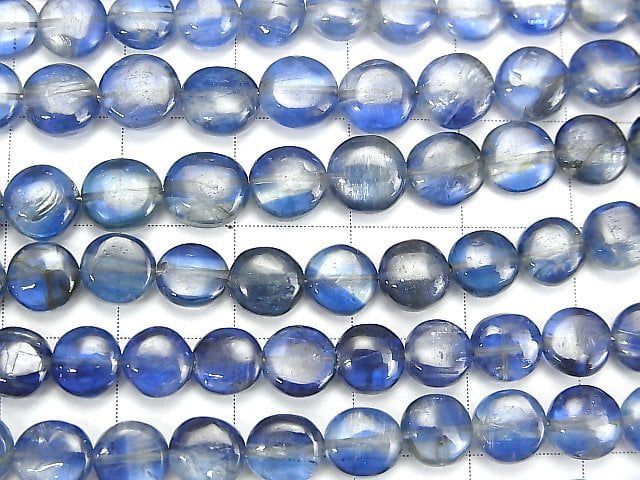 [Video] Kyanite AA++ Coin [Dark color] half or 1strand beads (aprx.15inch / 36cm)