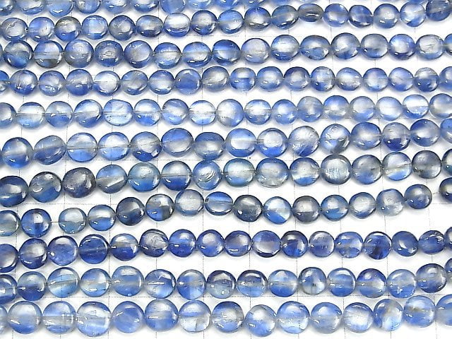 [Video] Kyanite AA++ Coin [Dark color] half or 1strand beads (aprx.15inch / 36cm)