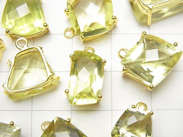 [Video] High Quality Lemon Quartz AAA Bezel Setting Fancy Shape Faceted 18KGP 1pc