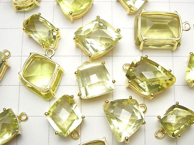 [Video] High Quality Lemon Quartz AAA Bezel Setting Fancy Shape Faceted 18KGP 1pc