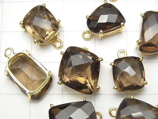 [Video] High Quality Smoky Quartz AAA Bezel Setting Fancy Shape Faceted 18KGP 1pc