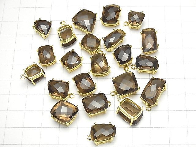 [Video] High Quality Smoky Quartz AAA Bezel Setting Fancy Shape Faceted 18KGP 1pc