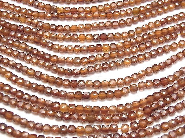 [Video] High Quality! Hessonite Garnet AAA Cube Shape 4x4x4mm 1strand beads (aprx.15inch / 37cm)