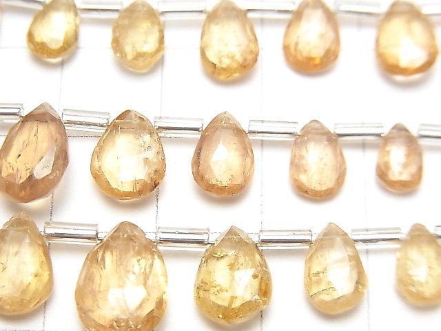 [Video] High Quality Imperial Topaz AAA- Pear shape Faceted Briolette 1strand beads (aprx.7inch / 18cm)