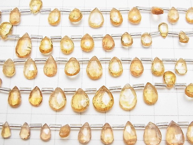 [Video] High Quality Imperial Topaz AAA- Pear shape Faceted Briolette 1strand beads (aprx.7inch / 18cm)