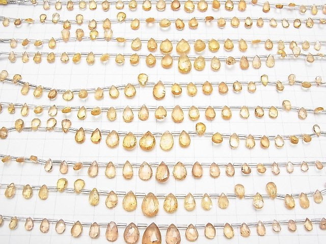 [Video] High Quality Imperial Topaz AAA- Pear shape Faceted Briolette 1strand beads (aprx.7inch / 18cm)