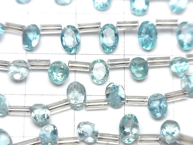 [Video]High Quality Blue Apatite AAA- Oval Faceted half or 1strand (22pcs)