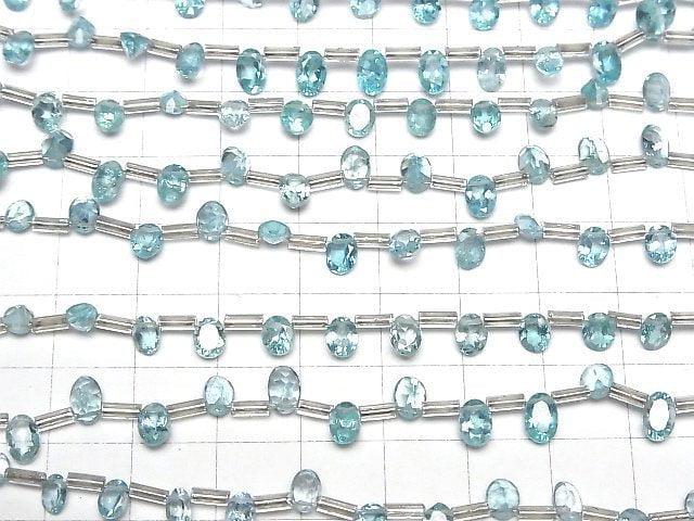 [Video]High Quality Blue Apatite AAA- Oval Faceted half or 1strand (22pcs)