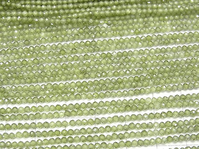 [Video] High Quality! Cubic Zirconia AAA Faceted Round 2mm [Green] 1strand beads (aprx.14inch / 35cm)