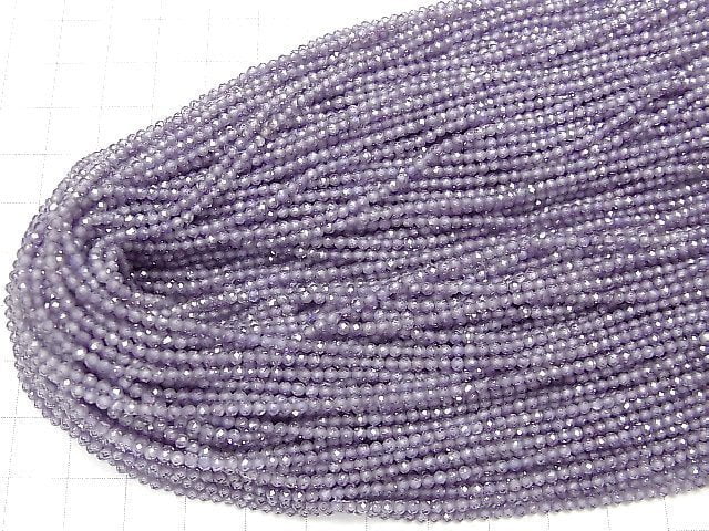 [Video] High Quality! Cubic Zirconia AAA Faceted Round 2mm [Lavender] 1strand beads (aprx.14inch / 35cm)