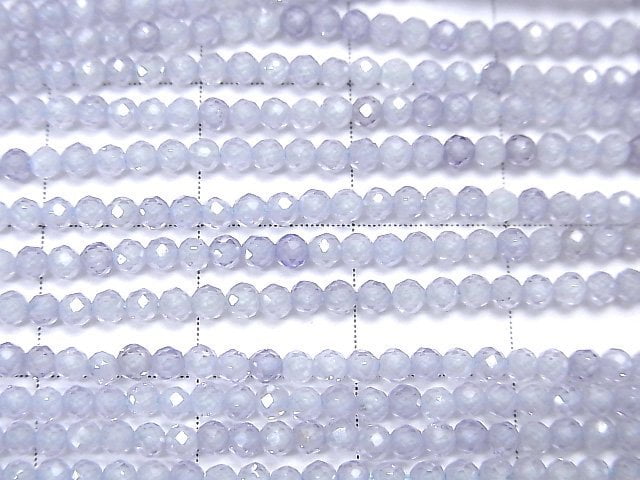 [Video] High Quality! Cubic Zirconia AAA Faceted Round 2mm [Light Blue] 1strand beads (aprx.14inch / 35cm)