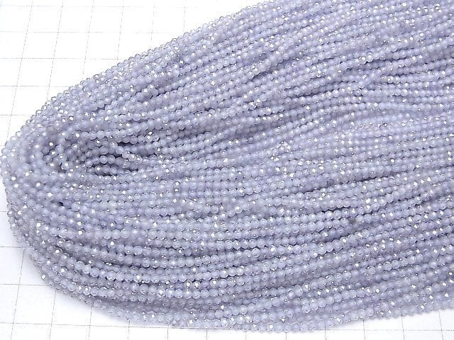 [Video] High Quality! Cubic Zirconia AAA Faceted Round 2mm [Light Blue] 1strand beads (aprx.14inch / 35cm)