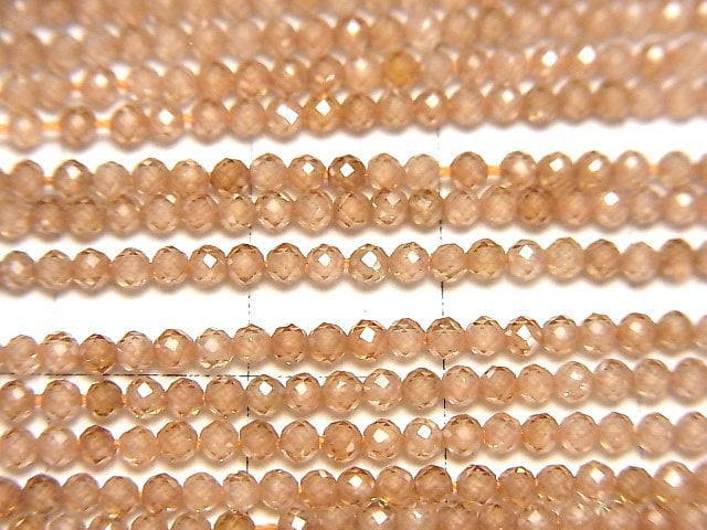 [Video] High Quality! Cubic Zirconia AAA Faceted Round 2mm [Champagne Color] 1strand beads (aprx.14inch / 35cm)