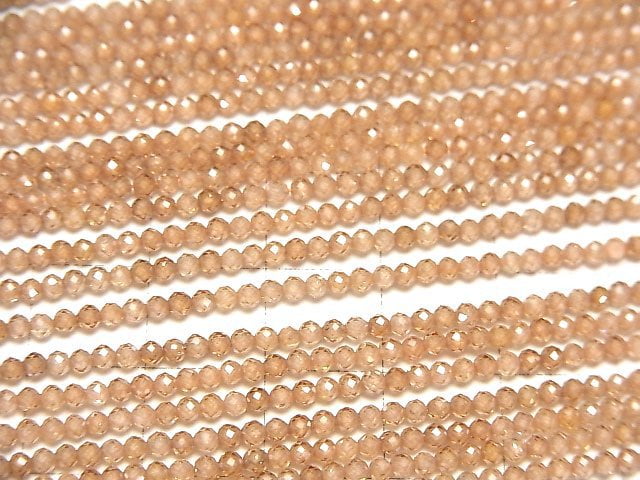 [Video] High Quality! Cubic Zirconia AAA Faceted Round 2mm [Champagne Color] 1strand beads (aprx.14inch / 35cm)