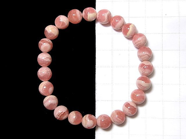 [Video] [One of a kind] Argentina Rhodochrosite AAA Round 8mm Bracelet NO.75