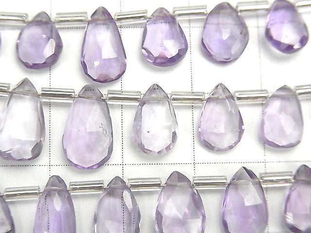 [Video] High Quality Amethyst AA++ Pear shape Faceted Briolette [Light color] 1strand (22pcs)